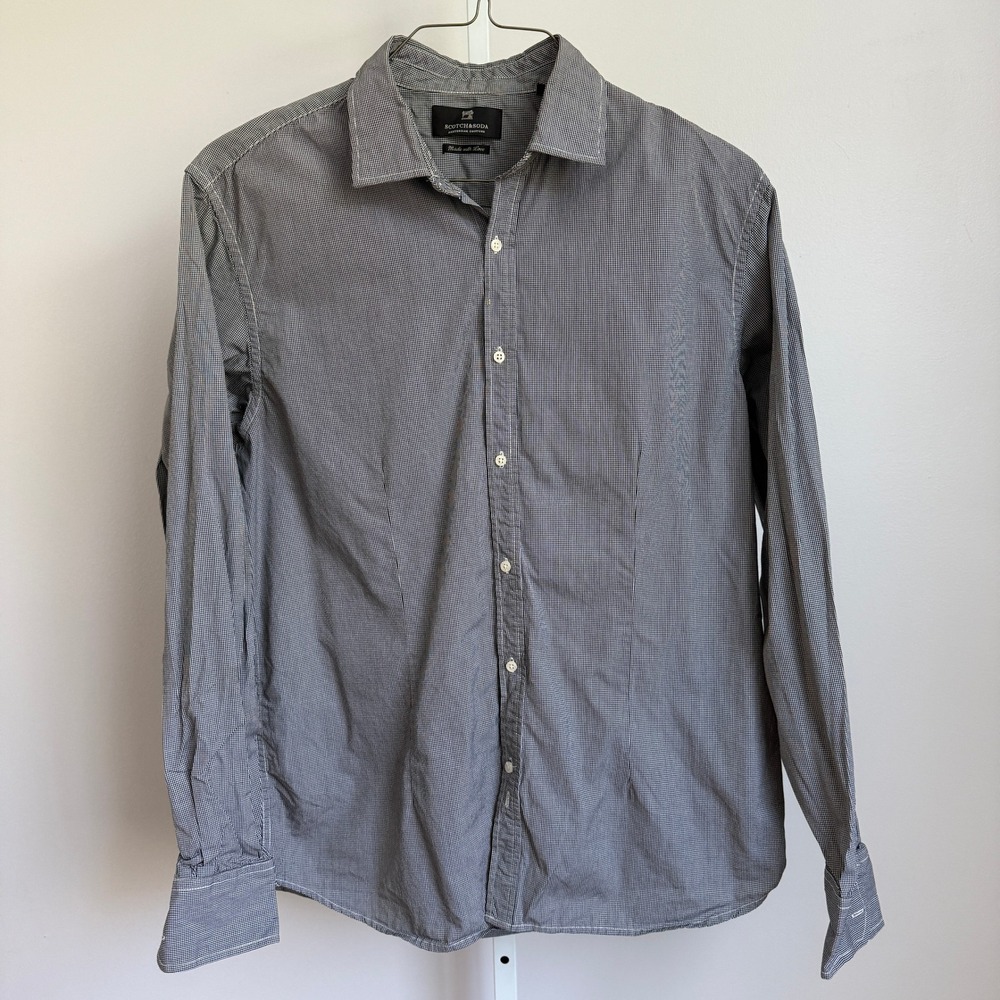 Scotch & Soda Men's XXL‎ Button Down Shirt Long Sleeve Gray Patterned